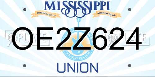 OE2Z624 Mississippi License Plate