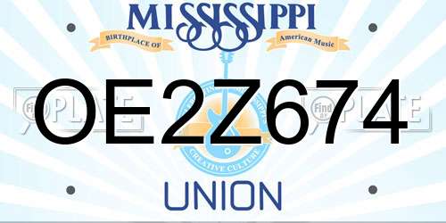OE2Z674 Mississippi License Plate