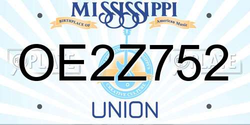 OE2Z752 Mississippi License Plate