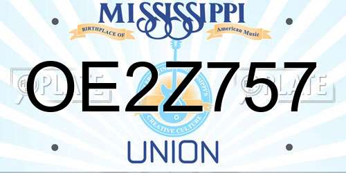 OE2Z757 Mississippi License Plate