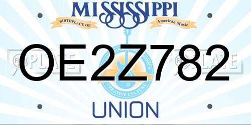OE2Z782 Mississippi License Plate