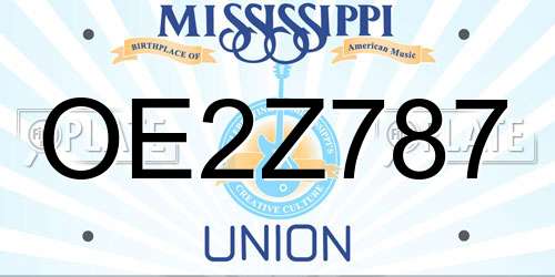 OE2Z787 Mississippi License Plate