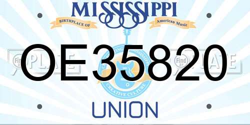 OE35820 Mississippi License Plate