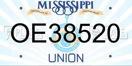 OE38520 Mississippi License Plate