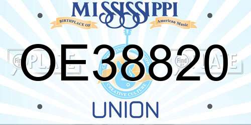 OE38820 Mississippi License Plate