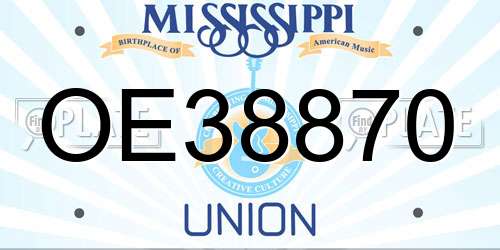 OE38870 Mississippi License Plate