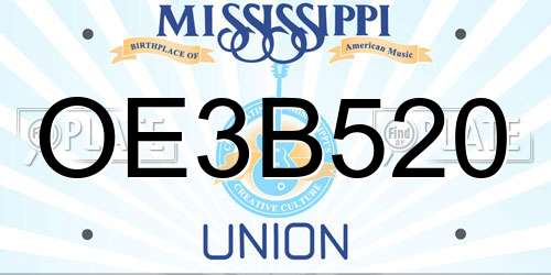OE3B520 Mississippi License Plate