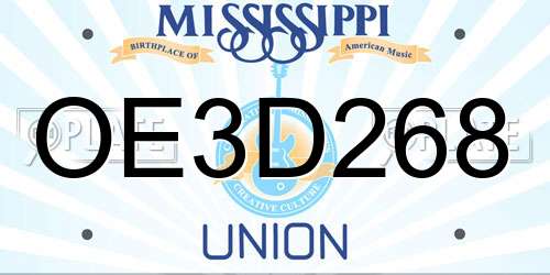OE3D268 Mississippi License Plate