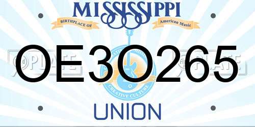 OE3O265 Mississippi License Plate