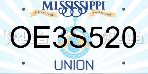 OE3S520 Mississippi License Plate
