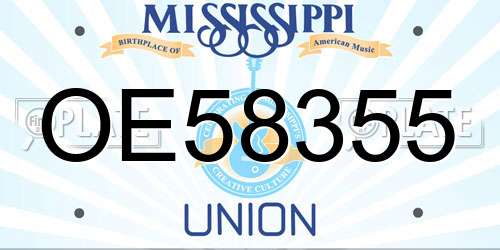 OE58355 Mississippi License Plate
