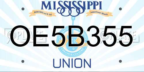 OE5B355 Mississippi License Plate