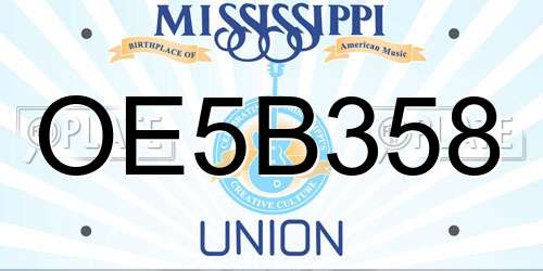 OE5B358 Mississippi License Plate