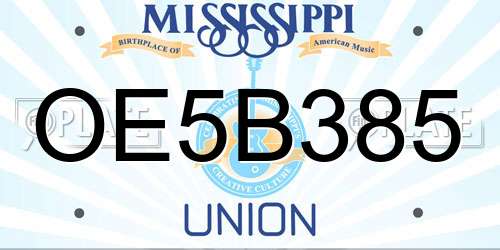 OE5B385 Mississippi License Plate