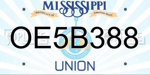 OE5B388 Mississippi License Plate