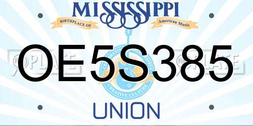 OE5S385 Mississippi License Plate