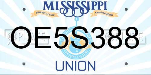 OE5S388 Mississippi License Plate