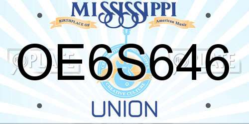 OE6S646 Mississippi License Plate