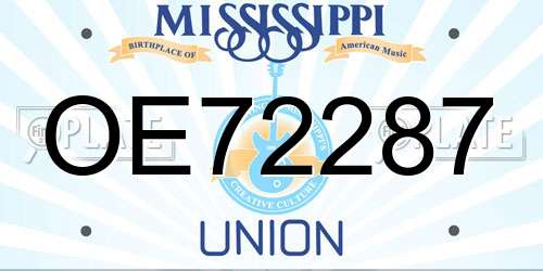 OE72287 Mississippi License Plate