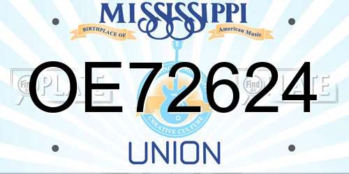 OE72624 Mississippi License Plate