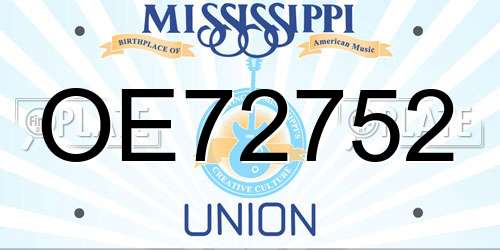 OE72752 Mississippi License Plate
