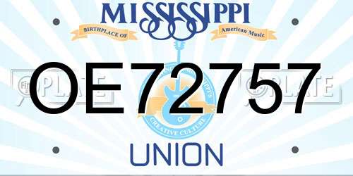 OE72757 Mississippi License Plate