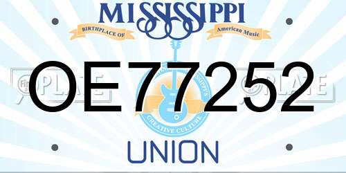 OE77252 Mississippi License Plate