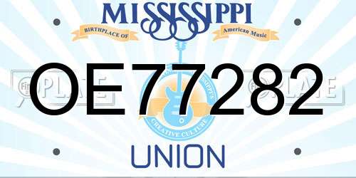 OE77282 Mississippi License Plate