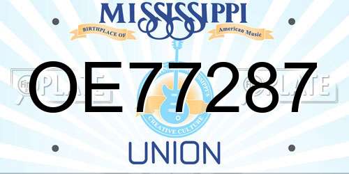 OE77287 Mississippi License Plate