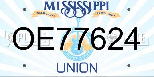 OE77624 Mississippi License Plate