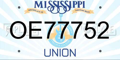 OE77752 Mississippi License Plate