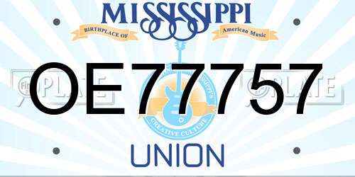 OE77757 Mississippi License Plate