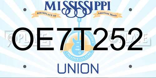 OE7T252 Mississippi License Plate