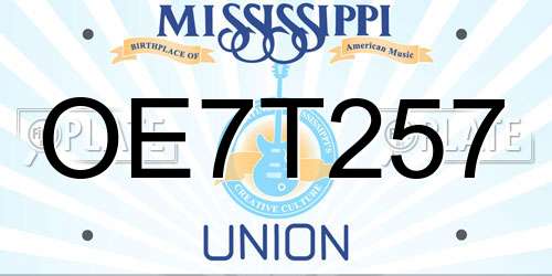 OE7T257 Mississippi License Plate