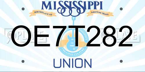 OE7T282 Mississippi License Plate