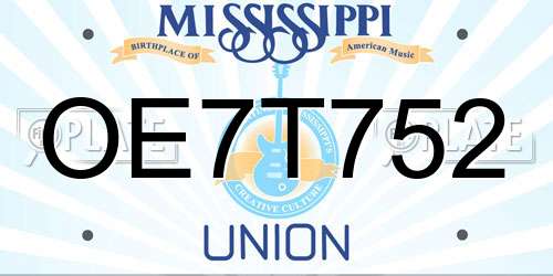 OE7T752 Mississippi License Plate