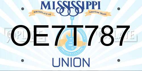 OE7T787 Mississippi License Plate