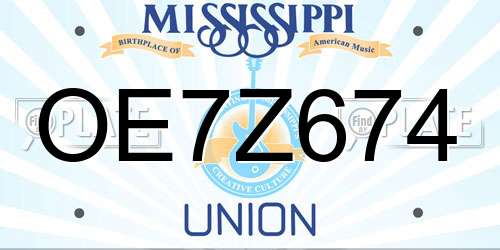 OE7Z674 Mississippi License Plate