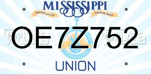 OE7Z752 Mississippi License Plate