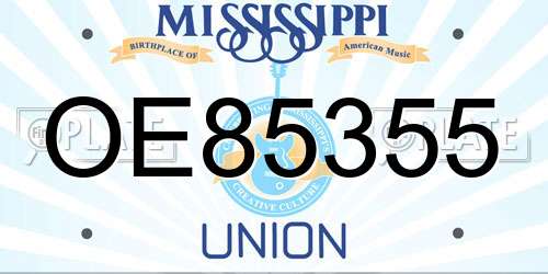 OE85355 Mississippi License Plate