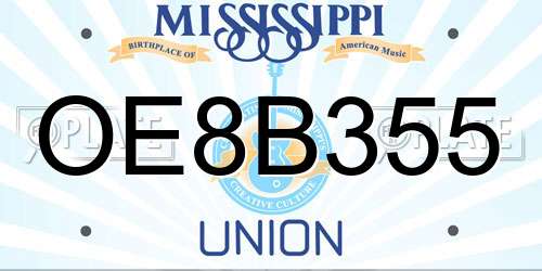 OE8B355 Mississippi License Plate