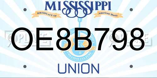 OE8B798 Mississippi License Plate