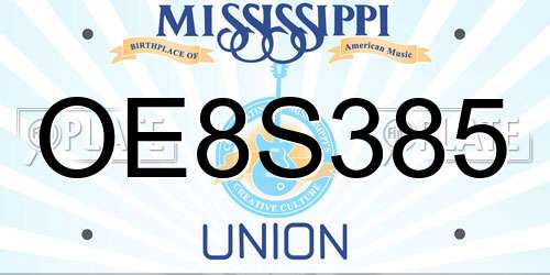 OE8S385 Mississippi License Plate