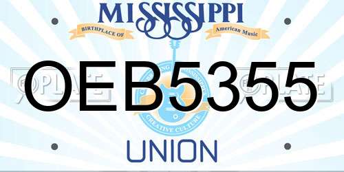 OEB5355 Mississippi License Plate