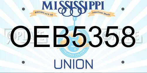 OEB5358 Mississippi License Plate
