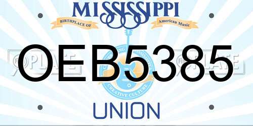 OEB5385 Mississippi License Plate