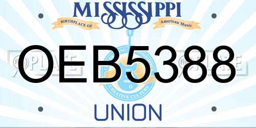OEB5388 Mississippi License Plate