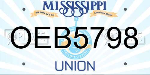 OEB5798 Mississippi License Plate