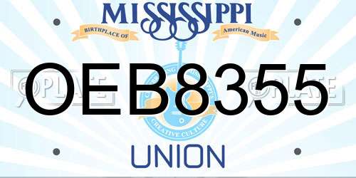 OEB8355 Mississippi License Plate