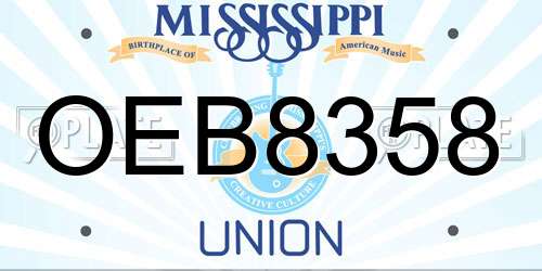 OEB8358 Mississippi License Plate